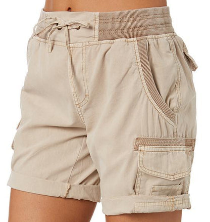 Audria - Pantaloncini Cargo a Vita Alta Con Coulisse e Tasche Cargo