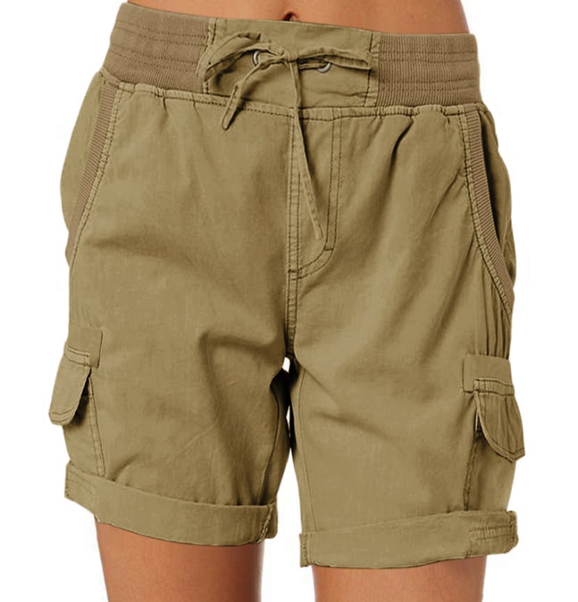 Audria - Pantaloncini Cargo a Vita Alta Con Coulisse e Tasche Cargo
