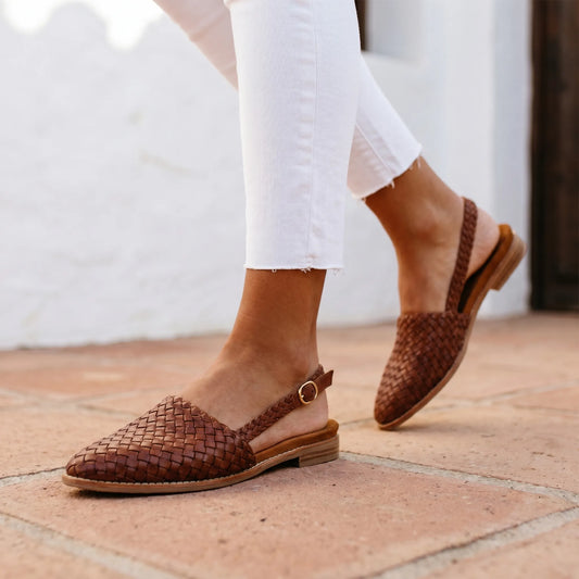 Dame slingbacks | Flettede slip-ons med åben hæl