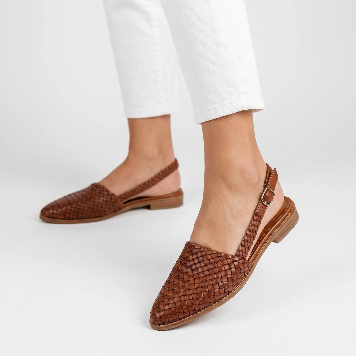 Dame slingbacks | Flettede slip-ons med åben hæl