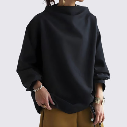 Damen Bluse mit Oversize Schnitt - Langarm Bluse - Weiter Ausschnitt