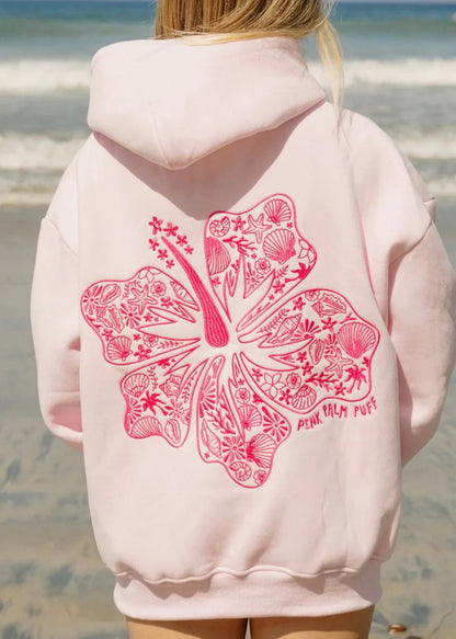 SUENTA Damen-Hoodie Bequeme Passform Weiche Baumwollmischung Rückendruck mit Blumenmotiv
