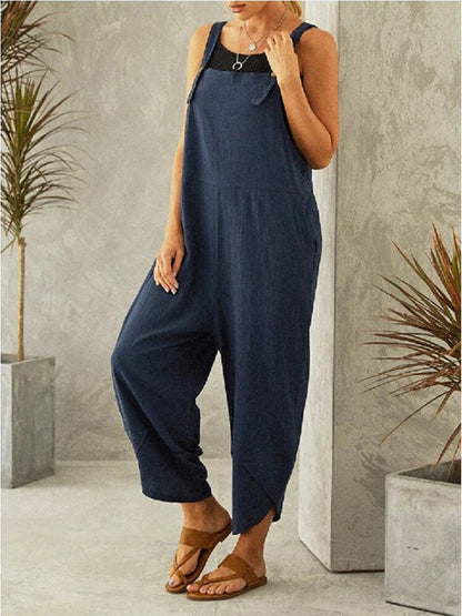 SUENTA Damen-Latzhose Mit Knöpfen Verstellbare Hosenträger Mit Knöpfen Zwei Taschen