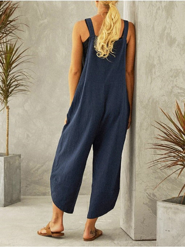SUENTA Damen-Latzhose Mit Knöpfen Verstellbare Hosenträger Mit Knöpfen Zwei Taschen