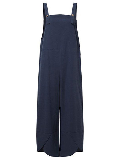 SUENTA Damen-Latzhose Mit Knöpfen Verstellbare Hosenträger Mit Knöpfen Zwei Taschen