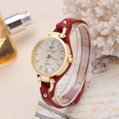 Damen Armbanduhr im Vintage-Stil mit Veganem Lederarmband 2