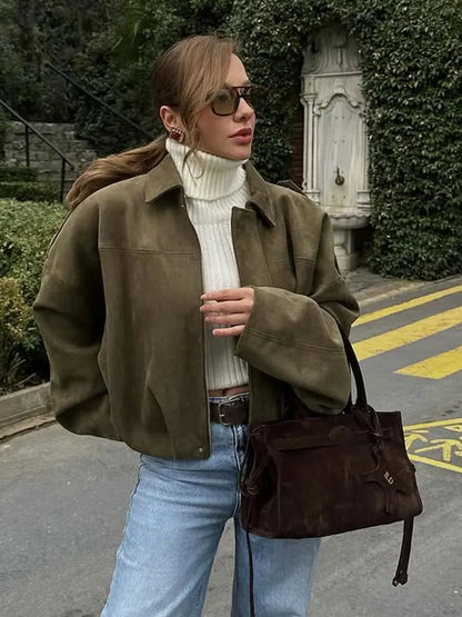 Bomber | jacket made of suede look fabric