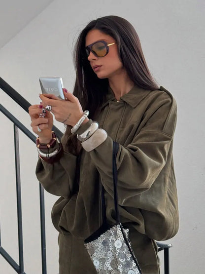 Bomber | jacket made of suede look fabric