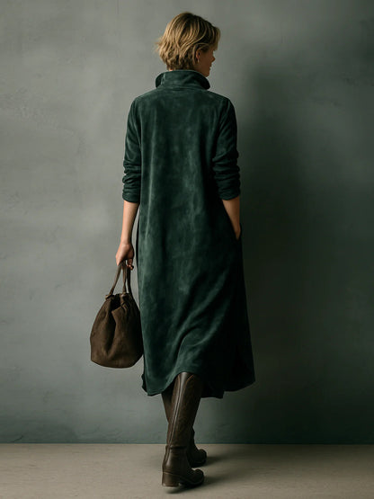 Damen Langarm Kleid Mit Kragen | Midi