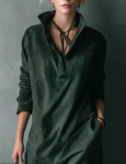 Damen Langarm Kleid Mit Kragen | Midi