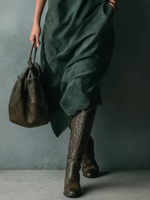 Damen Langarm Kleid Mit Kragen | Midi