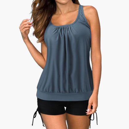 Damen Tankini Set mit Tropischem Print und Verstellbaren Trägern für Sommer 3