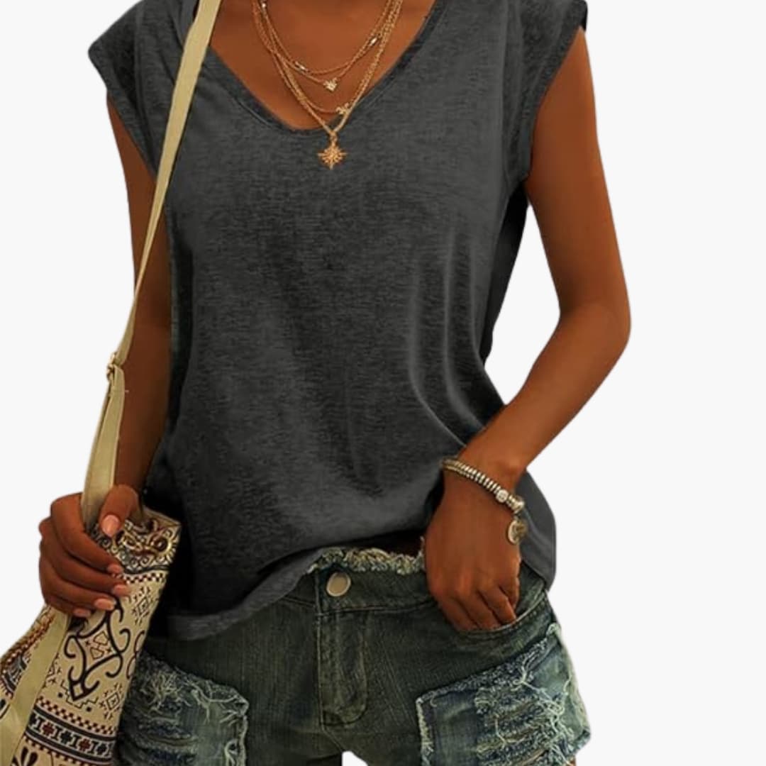 Damen Top mit V-Ausschnitt und Flügelärmeln für den Sommer 2