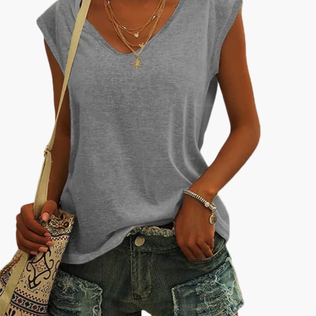 Damen Top mit V-Ausschnitt und Flügelärmeln für den Sommer 3