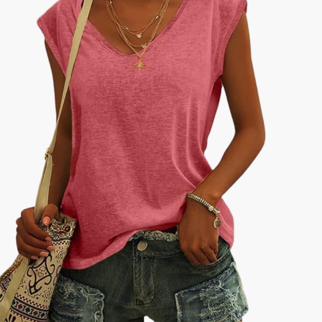 Damen Top mit V-Ausschnitt und Flügelärmeln für den Sommer 5