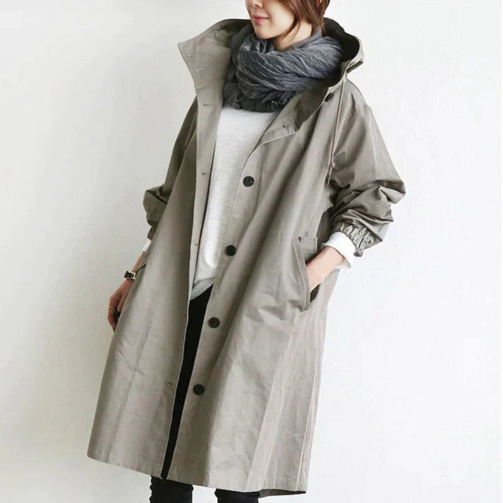 Damen Wasserabweisender Trenchcoat Schwarz - Roborro