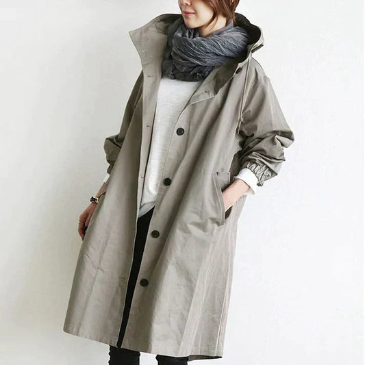 Damen Wasserabweisender Trenchcoat Schwarz - Roborro
