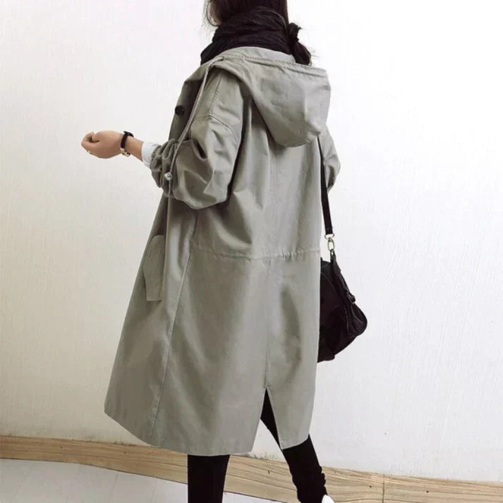Damen Wasserabweisender Trenchcoat Schwarz - Roborro