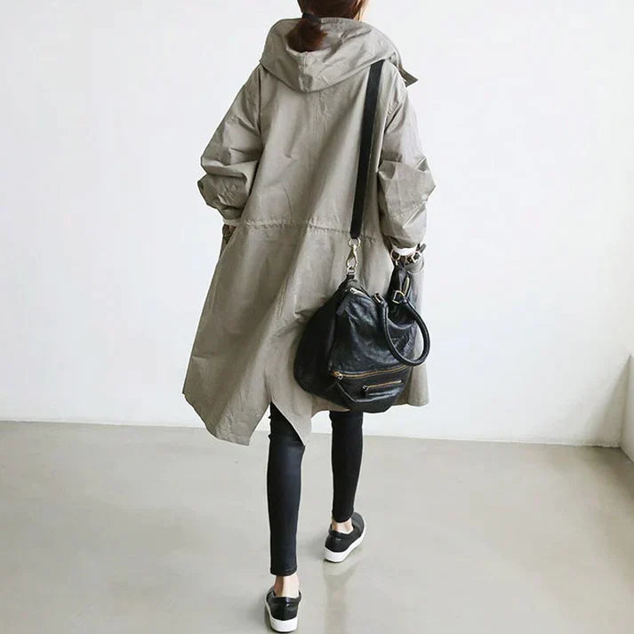 Damen Wasserabweisender Trenchcoat Schwarz - Roborro