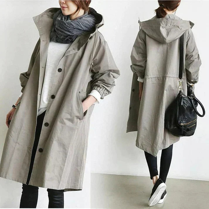Damen Wasserabweisender Trenchcoat Schwarz - Roborro