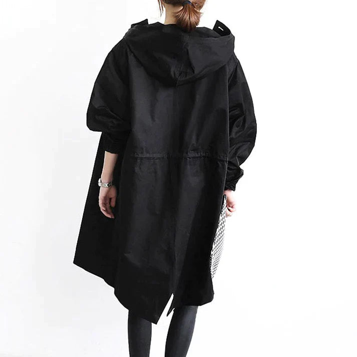 Damen Wasserabweisender Trenchcoat Schwarz - Roborro