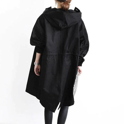 Damen Wasserabweisender Trenchcoat Schwarz - Roborro