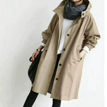 Damen Wasserabweisender Trenchcoat Schwarz - Roborro