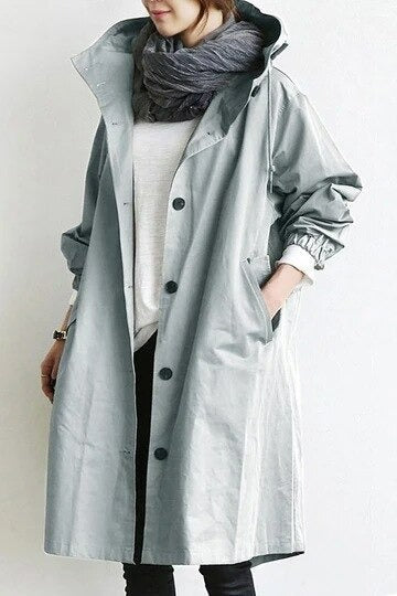 Damen Wasserabweisender Trenchcoat Schwarz - Roborro
