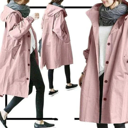 Damen Wasserabweisender Trenchcoat Schwarz - Roborro
