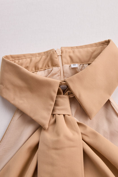 Blusa Elegante Senza Maniche da Donna – Tessuto Misto con Dettaglio Annodato