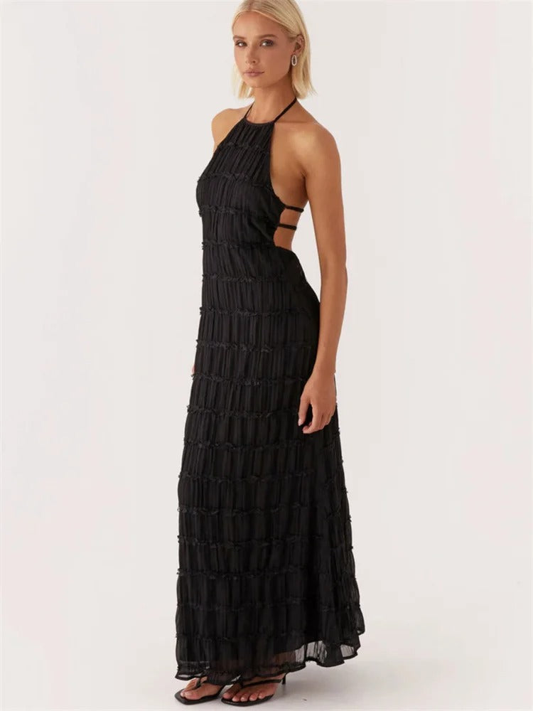 Dames Maxi Jurk | Halterhals & Open Rug