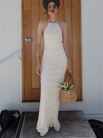 Dames Maxi Jurk | Halterhals & Open Rug
