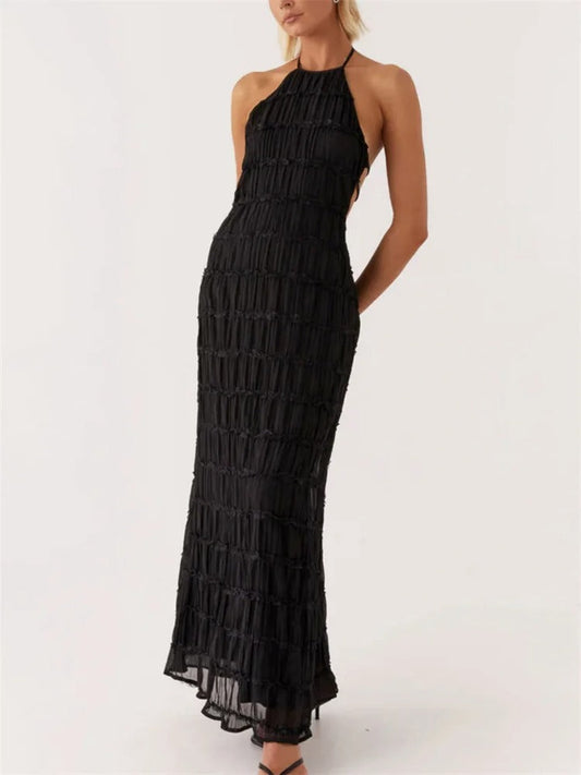 Dames Maxi Jurk | Halterhals & Open Rug