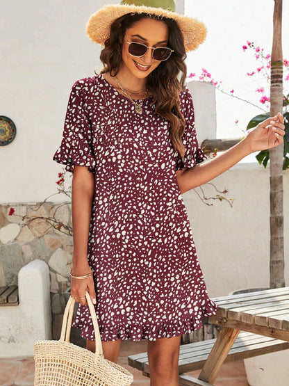 Printed casual dress in mini length