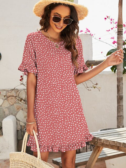 Printed casual dress in mini length