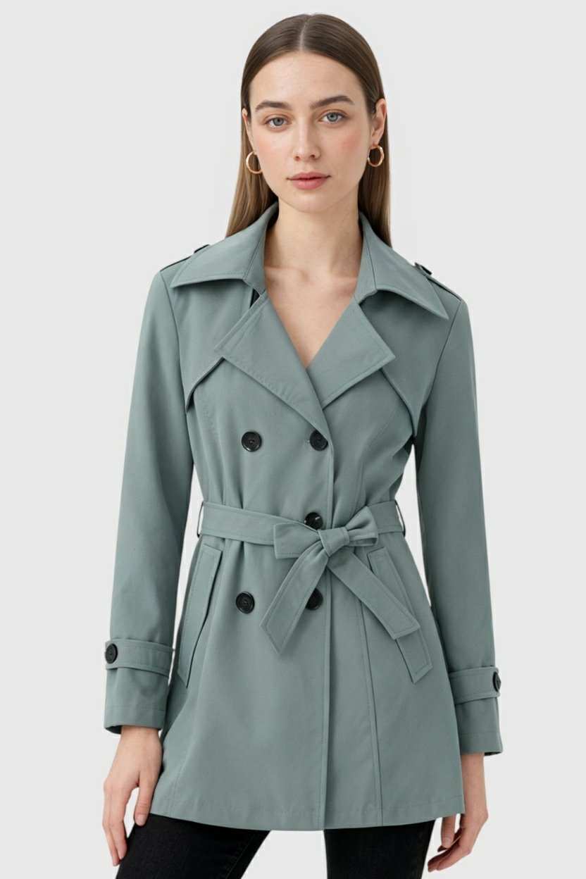 Women's Dark Green Mid-Length Trench Coat | Vanda Liamo