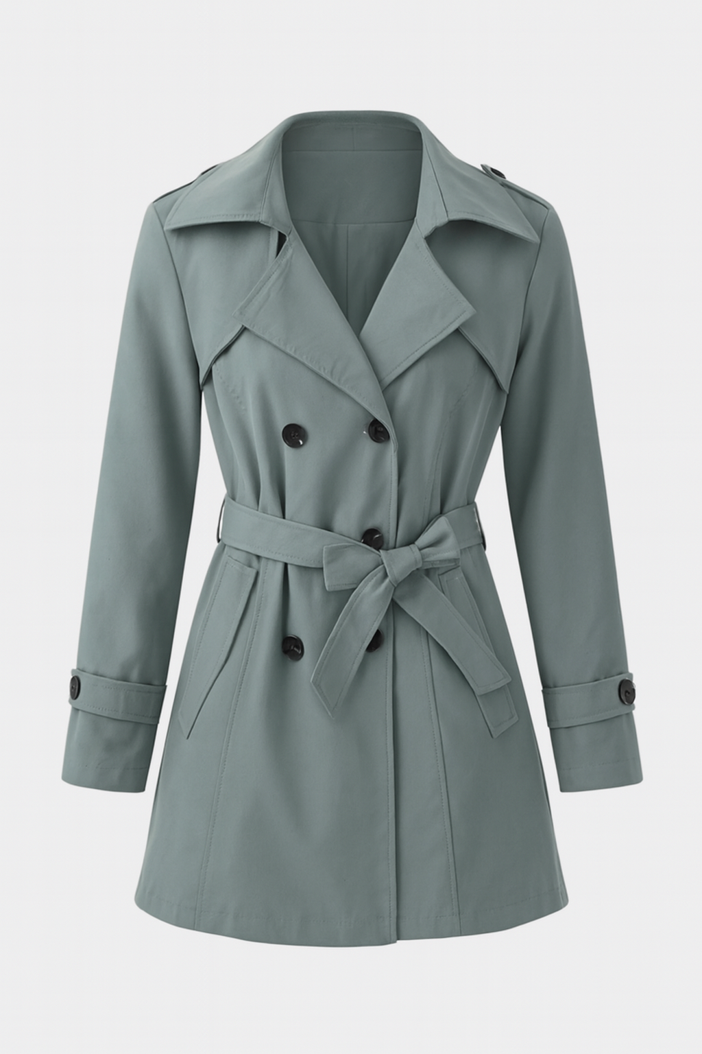 Women's Dark Green Mid-Length Trench Coat - Dark Green | Vanda Liamo