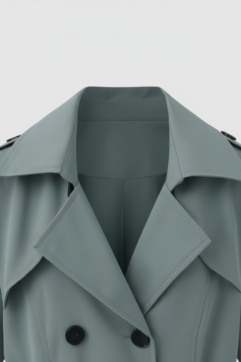 Women's Dark Green Mid-Length Trench Coat - View 5 | Vanda Liamo