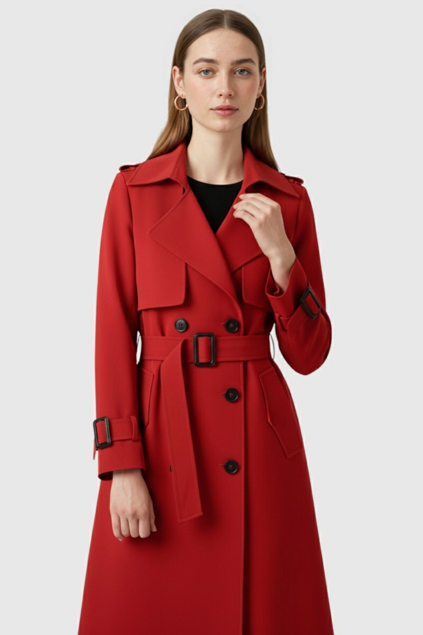 Women's Long Red Trench Coat | Vanda Liamo