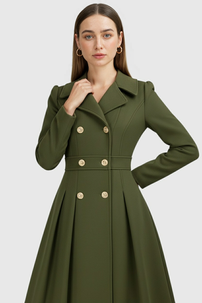 Women's Army Green Lined Double-Breasted Trench Coat | Vanda Liamo
