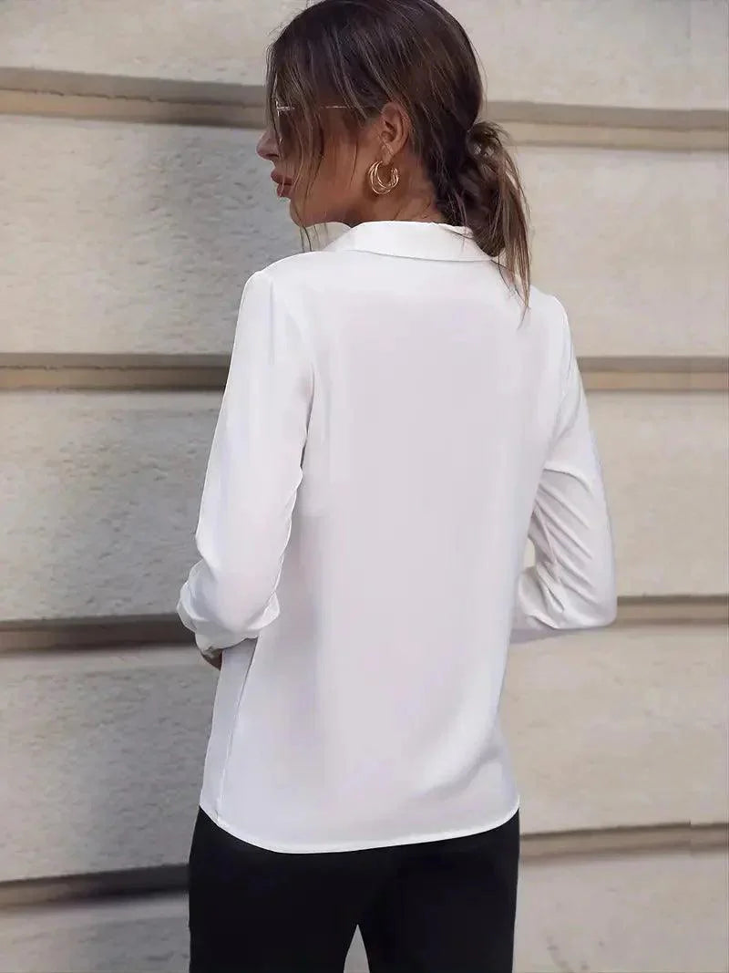 MEELANO Dame Strygefri Bomulds Skjorte Med Lange Ærmer Til Professionelt Tøj Og Elegant Stil
