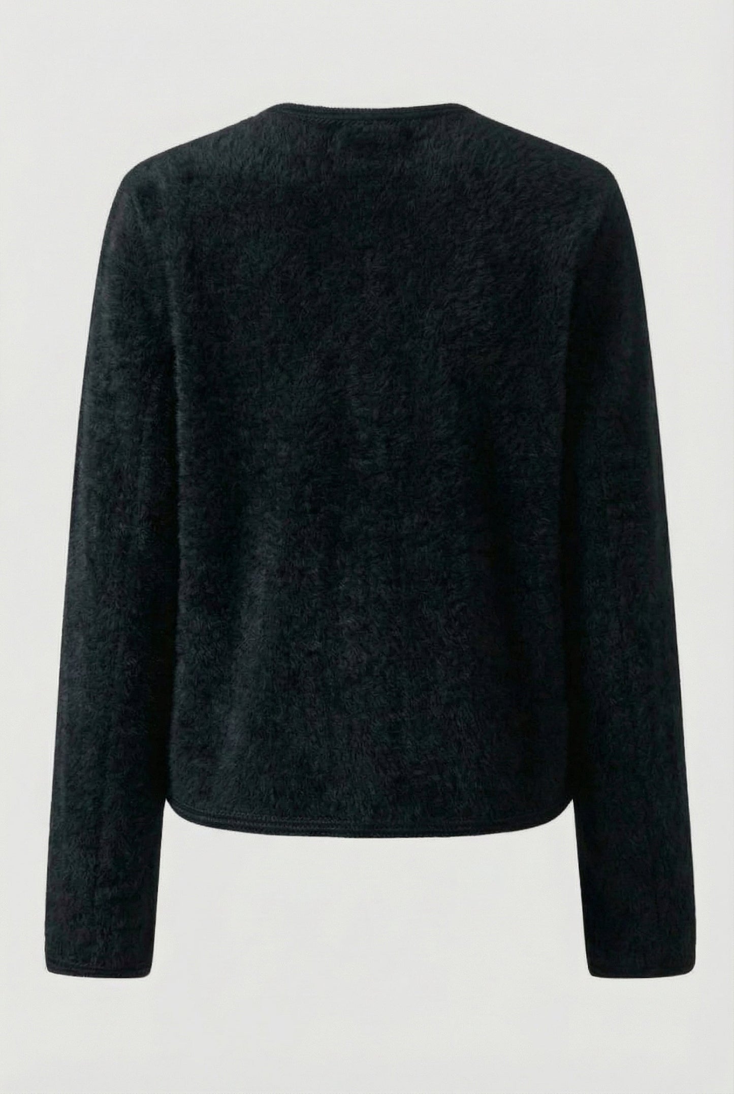Women's Soft Crew Neck Black Cardigan - View 4 | Vanda Liamo
