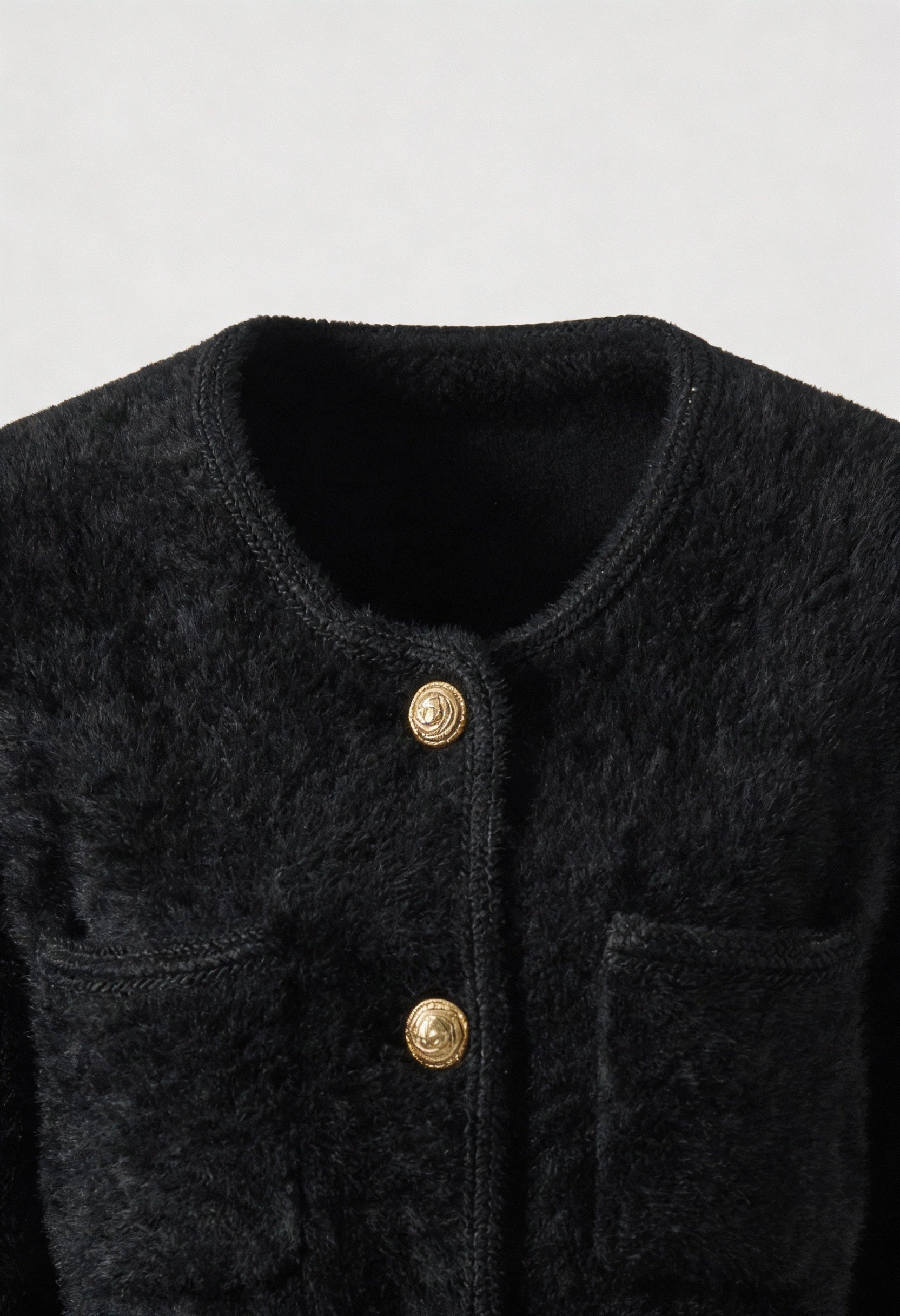 Women's Soft Crew Neck Black Cardigan - View 5 | Vanda Liamo