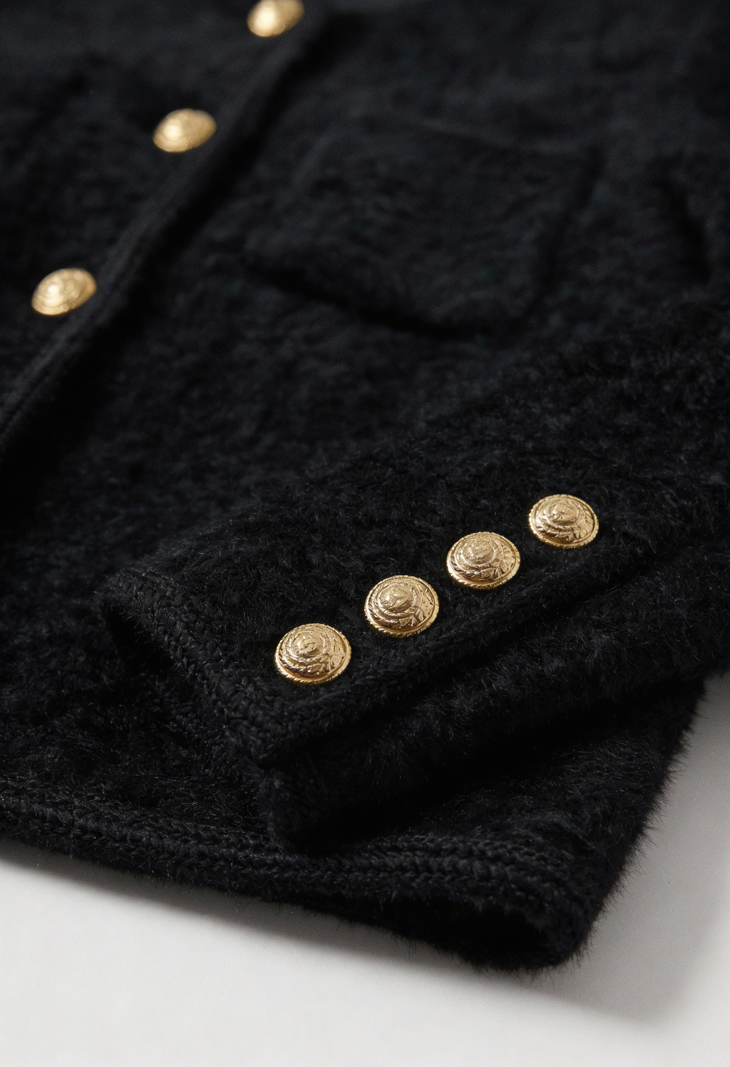 Women's Soft Crew Neck Black Cardigan - View 6 | Vanda Liamo
