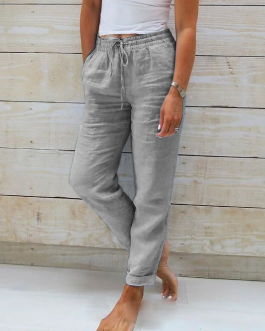 Hose Damen - Gerade Passform mit Elastischem Bund | Casual