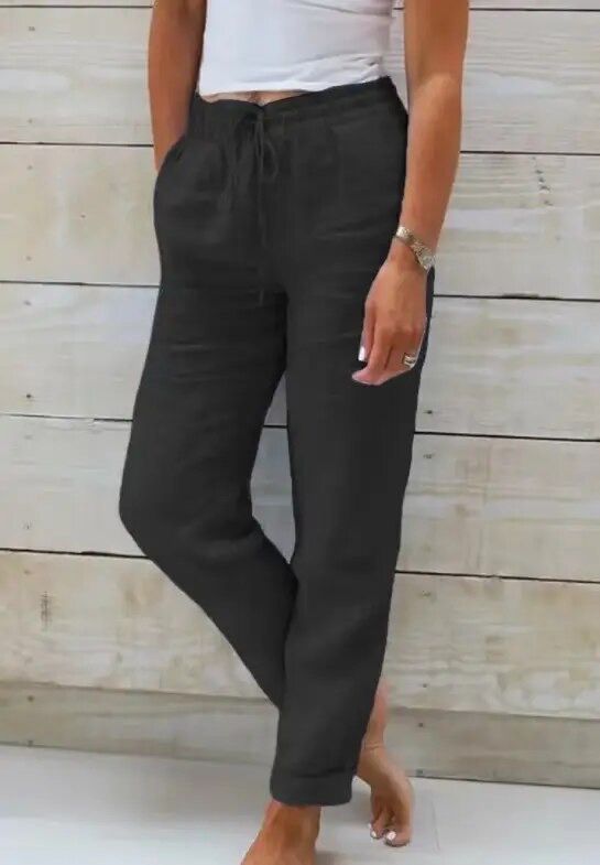 Hose Damen - Gerade Passform mit Elastischem Bund | Casual