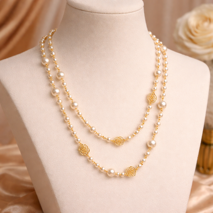 Darivienne™ Collar elegante de perlas con cadena dorada