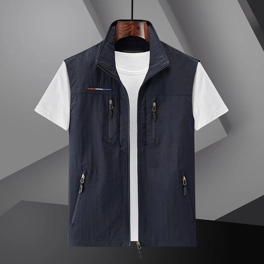 Gilet multitasche da viaggio da uomo – Abbigliamento estivo leggero per attività all'aperto