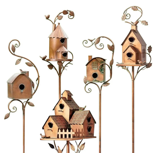 Dekorativer Metall-Vogelhaus-Gartenstab – Vintage-Stil Zorenza