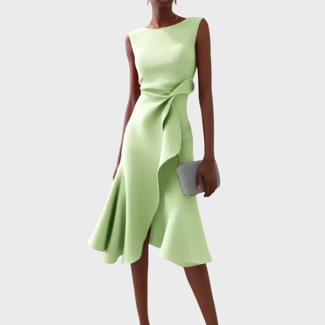 Abito midi senza maniche da donna con orlo asimmetrico - elegante stile per feste estive
